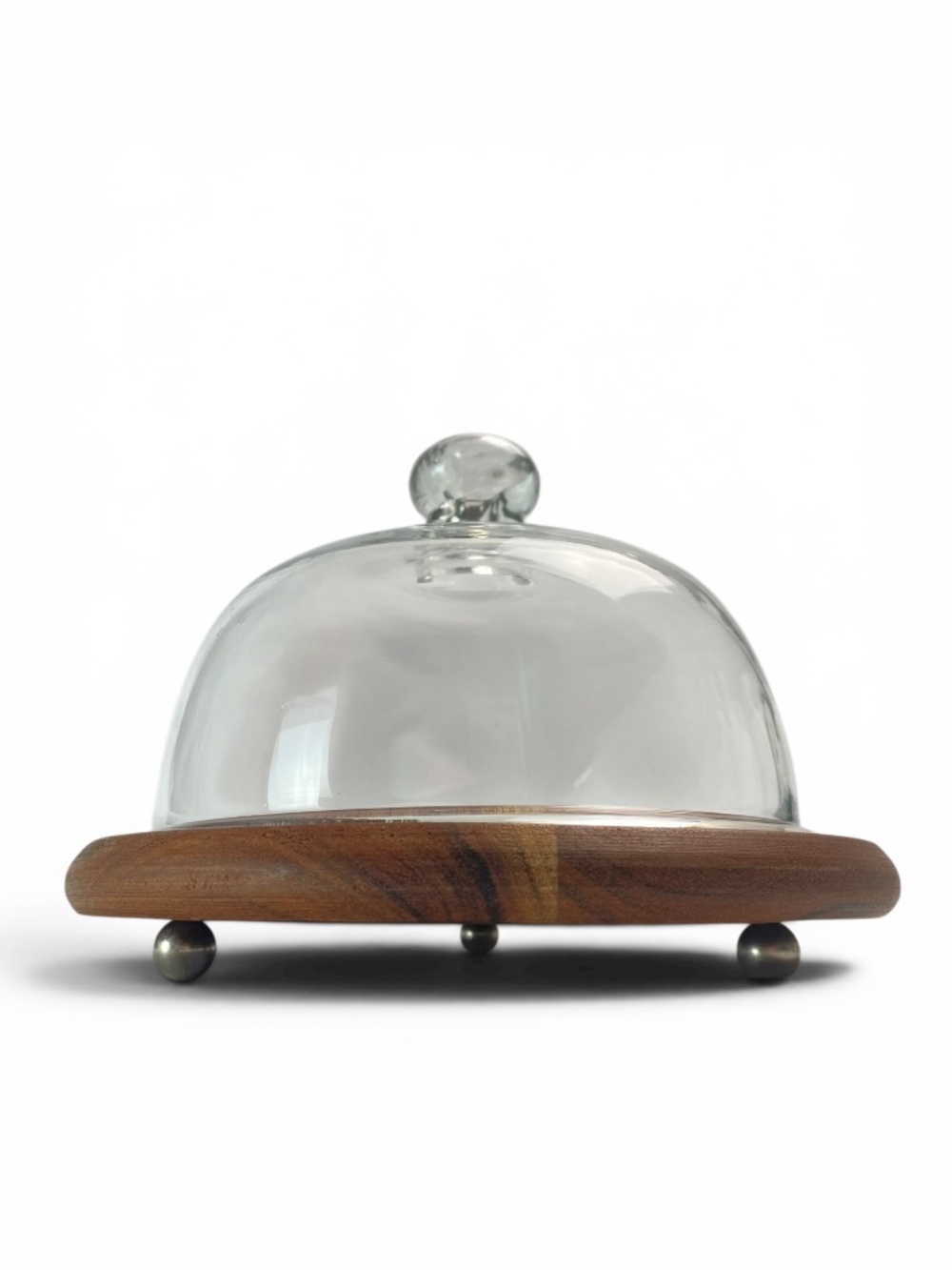 Mini Glass Cloche Dessert Dome w/Footed Wood Base 6” Cheese Cake Display